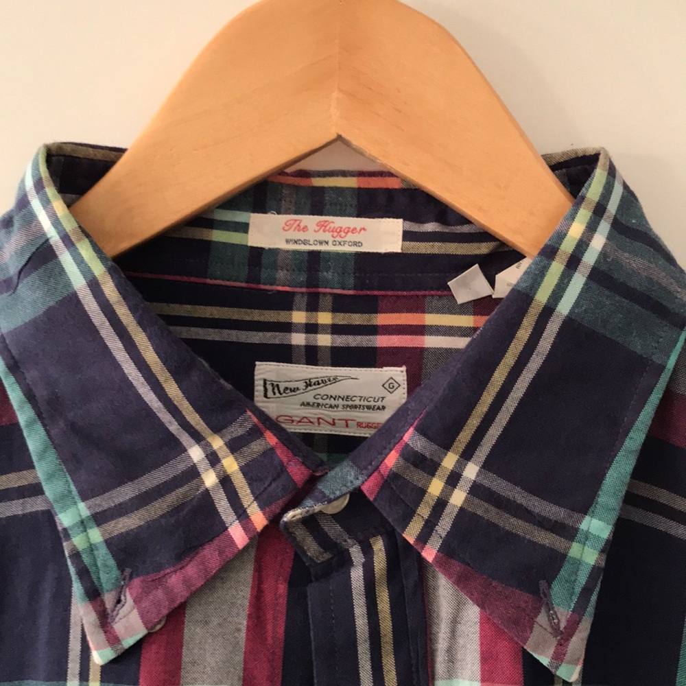 Men’s Gant Rugger Plaid Madras Dress Shirt Sz XL